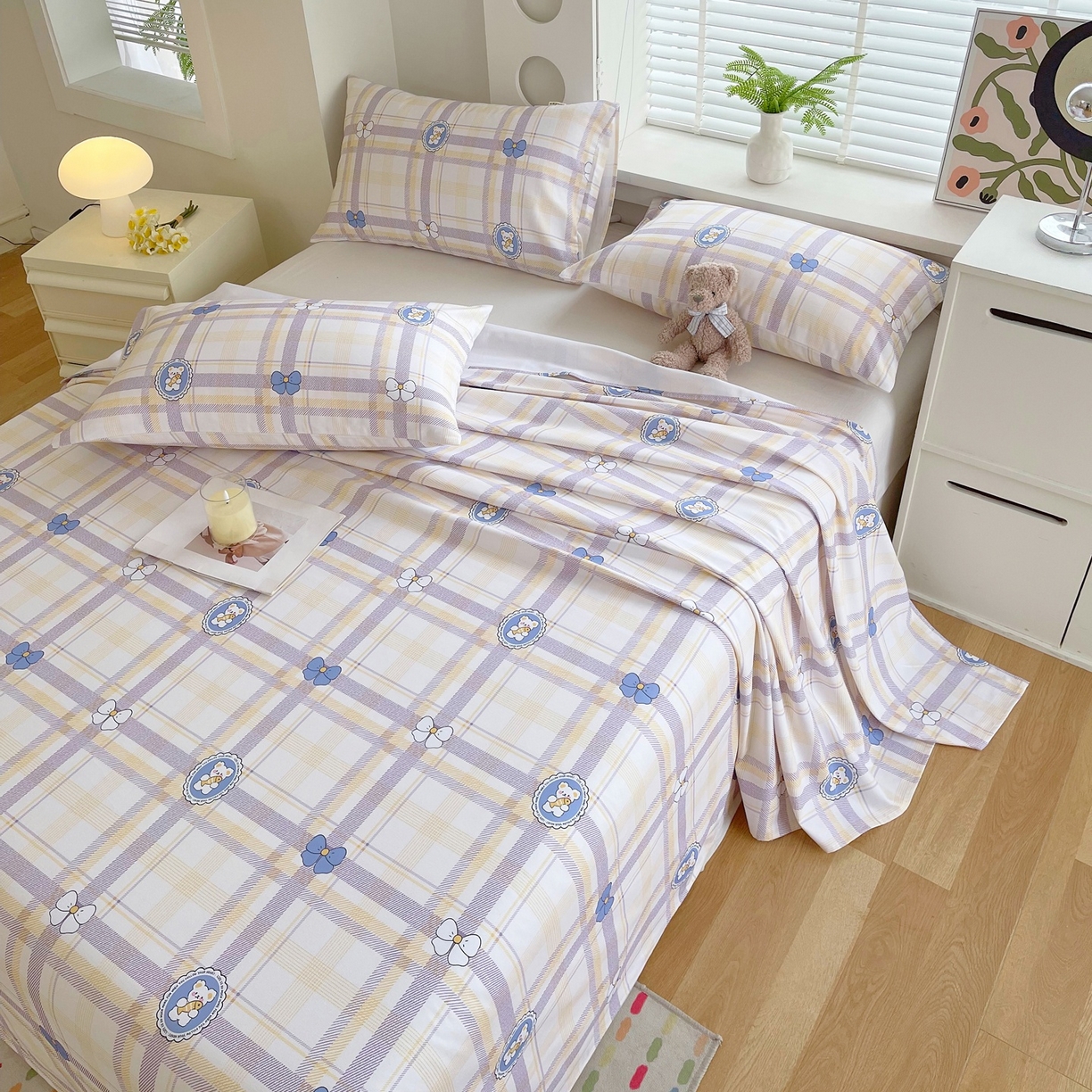 91家纺网 家纺一手货源 找家纺 春皖家纺 2026新款全棉老粗布席子凉席普通款单床单床单单件 童趣