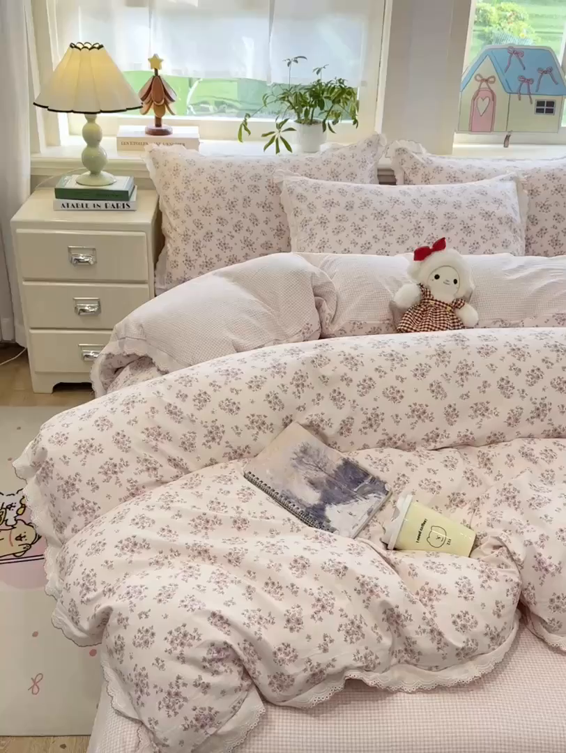 91家纺网 家纺一手货源 找家纺 漫仙阁家纺 2026新款云感泡芙棉四件套 七分甜