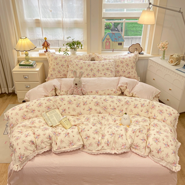 91家纺网 家纺一手货源 找家纺 漫仙阁家纺 2026新款云感泡芙棉四件套 艾莎