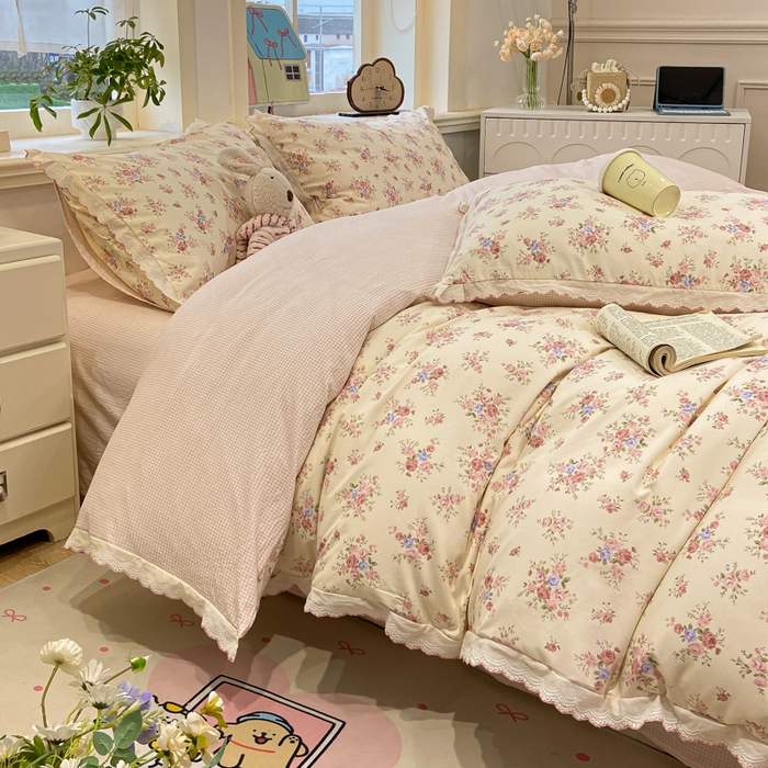 91家纺网 家纺一手货源 找家纺 漫仙阁家纺 2026新款云感泡芙棉四件套 艾莎