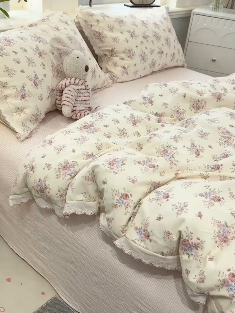 91家纺网 家纺一手货源 找家纺 漫仙阁家纺 2026新款云感泡芙棉四件套 艾莎