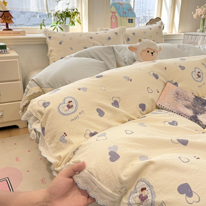 91家纺网 家纺一手货源 找家纺 漫仙阁家纺 2026新款云感泡芙棉四件套 爱心狗