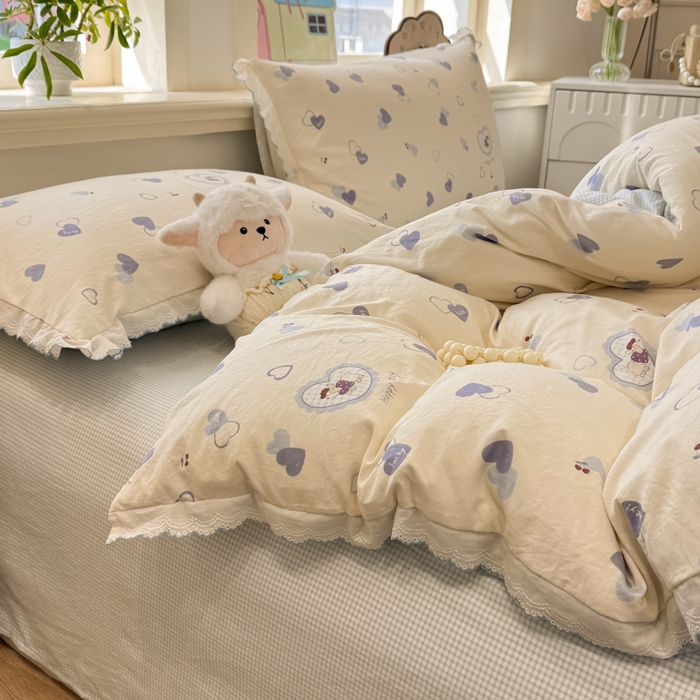 91家纺网 家纺一手货源 找家纺 漫仙阁家纺 2026新款云感泡芙棉四件套 爱心狗