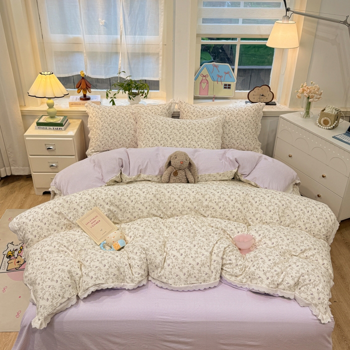 91家纺网 家纺一手货源 找家纺 漫仙阁家纺 2026新款云感泡芙棉四件套 巴黎春天