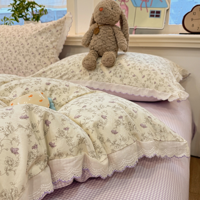 漫仙阁家纺 2026新款云感泡芙棉四件套 巴黎春天