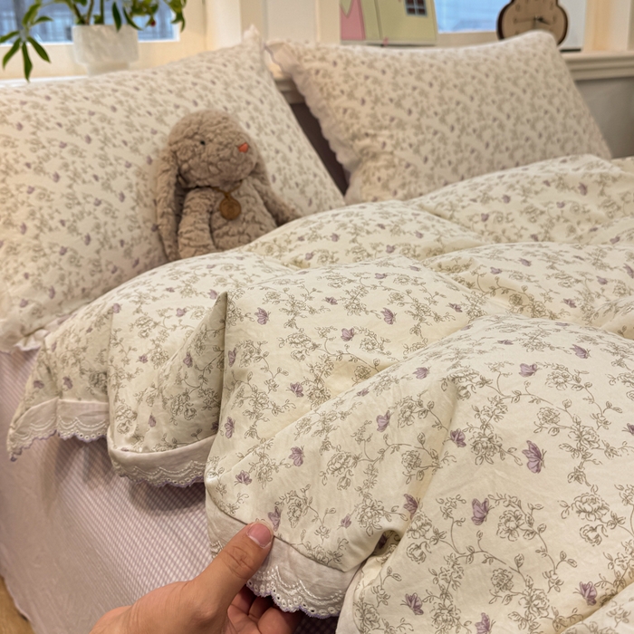 91家纺网 家纺一手货源 找家纺 漫仙阁家纺 2026新款云感泡芙棉四件套 巴黎春天