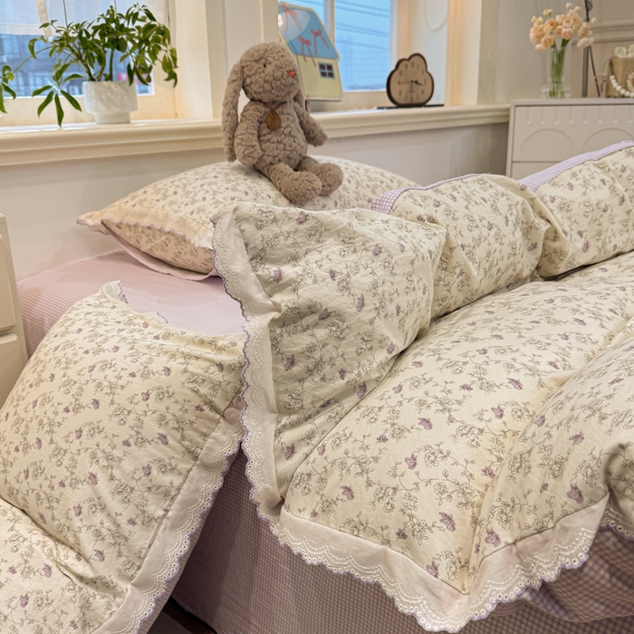 91家纺网 家纺一手货源 找家纺 漫仙阁家纺 2026新款云感泡芙棉四件套 巴黎春天