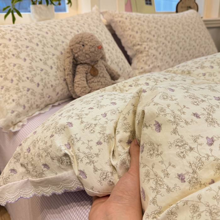 91家纺网 家纺一手货源 找家纺 漫仙阁家纺 2026新款云感泡芙棉四件套 巴黎春天