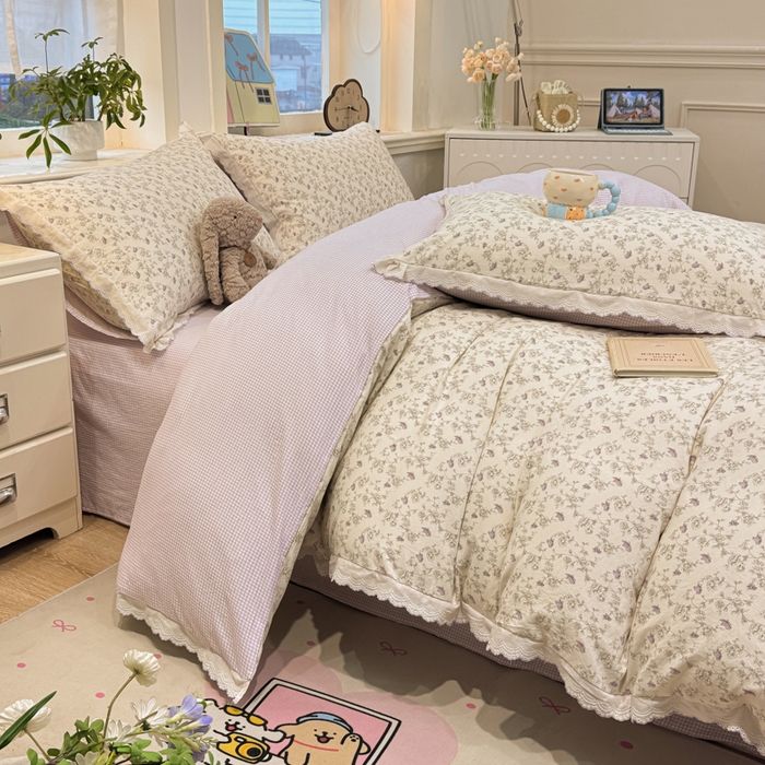 91家纺网 家纺一手货源 找家纺 漫仙阁家纺 2026新款云感泡芙棉四件套 巴黎春天