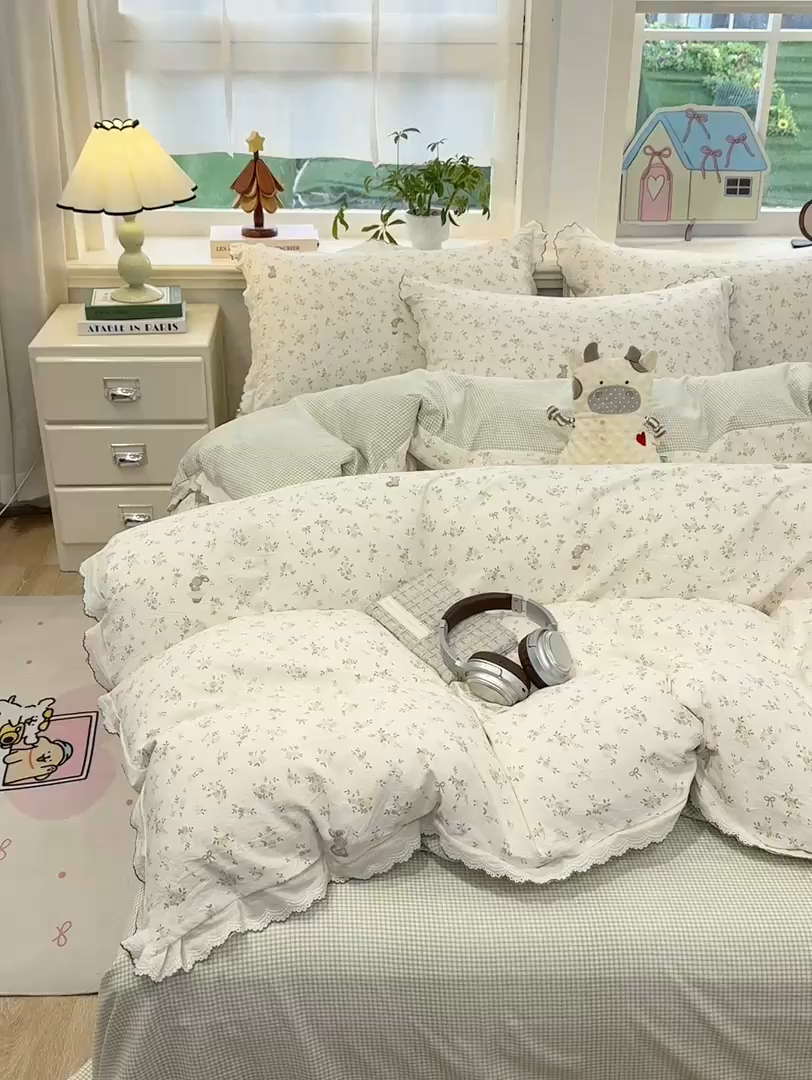 91家纺网 家纺一手货源 找家纺 漫仙阁家纺 2026新款云感泡芙棉四件套 春妮