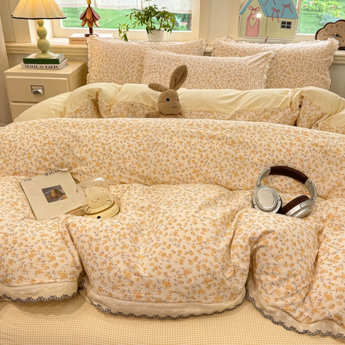 91家纺网 家纺一手货源 找家纺 漫仙阁家纺 2026新款云感泡芙棉四件套 花影