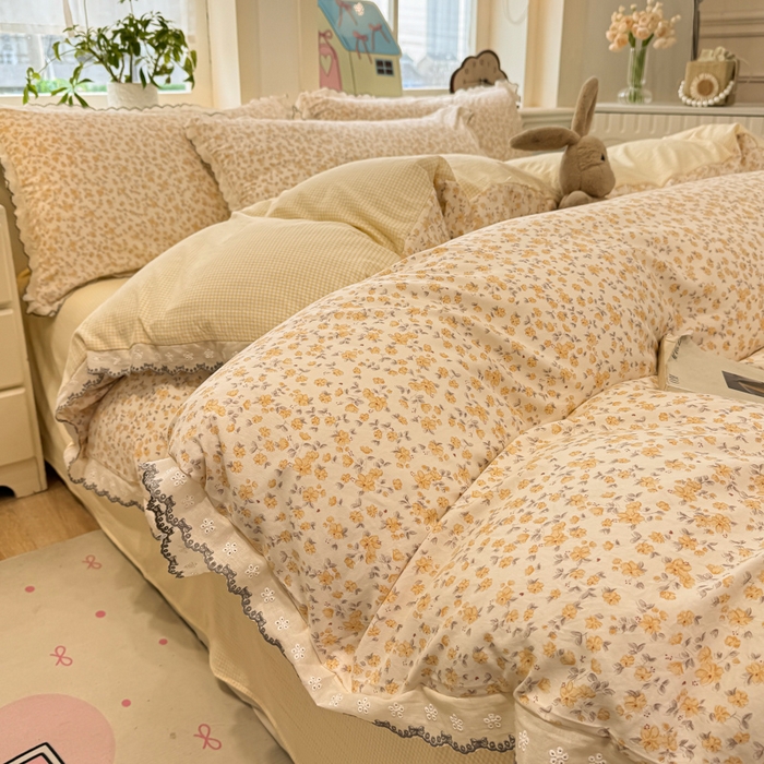 91家纺网 家纺一手货源 找家纺 漫仙阁家纺 2026新款云感泡芙棉四件套 花影