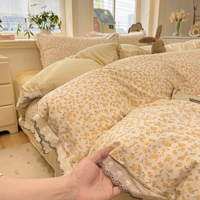 91家纺网 家纺一手货源 找家纺 漫仙阁家纺 2026新款云感泡芙棉四件套 花影