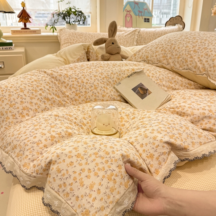 91家纺网 家纺一手货源 找家纺 漫仙阁家纺 2026新款云感泡芙棉四件套 花影