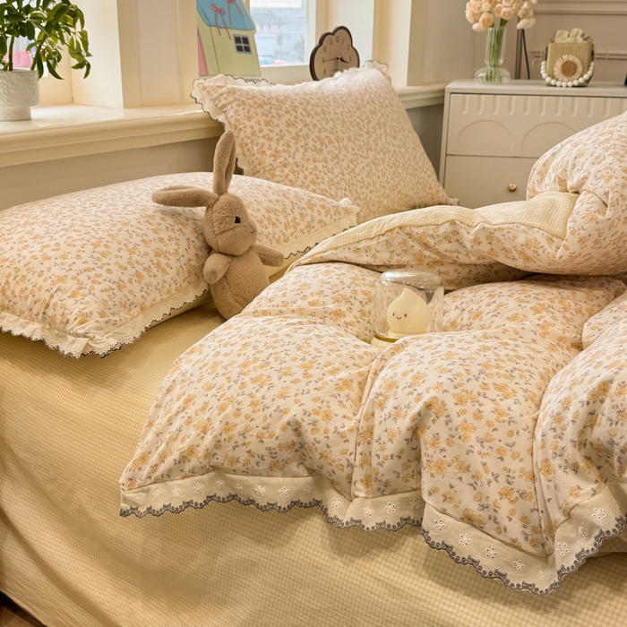 91家纺网 家纺一手货源 找家纺 漫仙阁家纺 2026新款云感泡芙棉四件套 花影