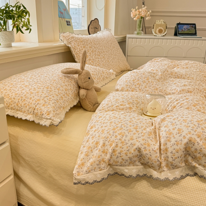 91家纺网 家纺一手货源 找家纺 漫仙阁家纺 2026新款云感泡芙棉四件套 花影