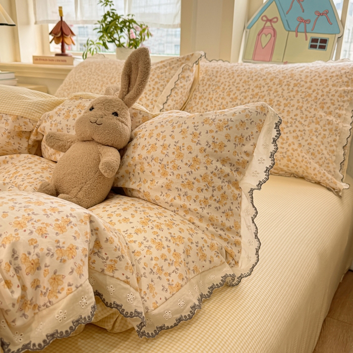 91家纺网 家纺一手货源 找家纺 漫仙阁家纺 2026新款云感泡芙棉四件套 花影