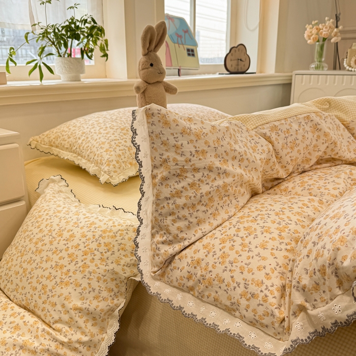 91家纺网 家纺一手货源 找家纺 漫仙阁家纺 2026新款云感泡芙棉四件套 花影