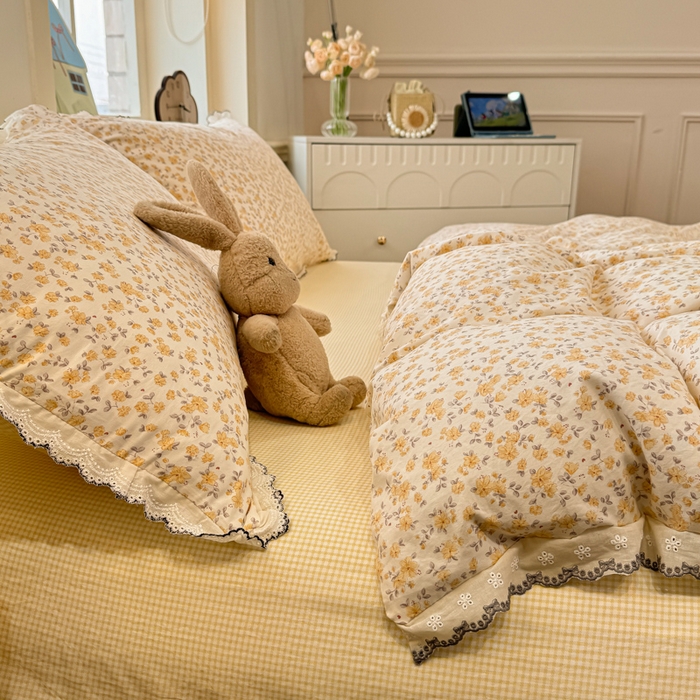 91家纺网 家纺一手货源 找家纺 漫仙阁家纺 2026新款云感泡芙棉四件套 花影