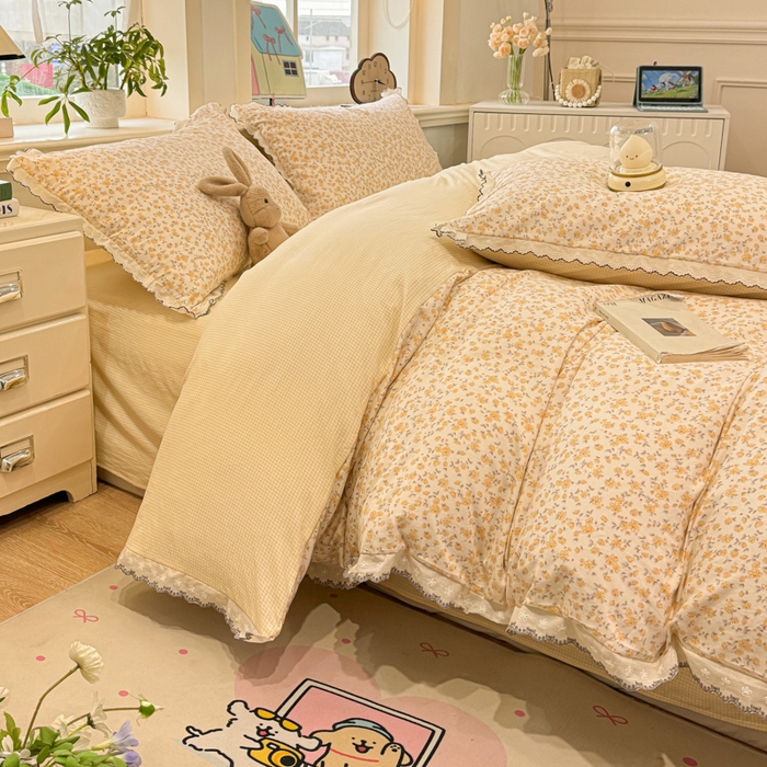 91家纺网 家纺一手货源 找家纺 漫仙阁家纺 2026新款云感泡芙棉四件套 花影