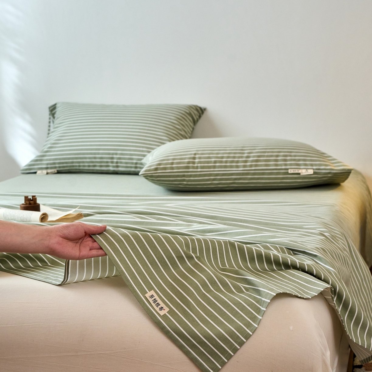 91家纺网 家纺一手货源 找家纺 春皖家纺 2026新款全棉老粗布席子凉席普通款单床单床单单件 细川-绿