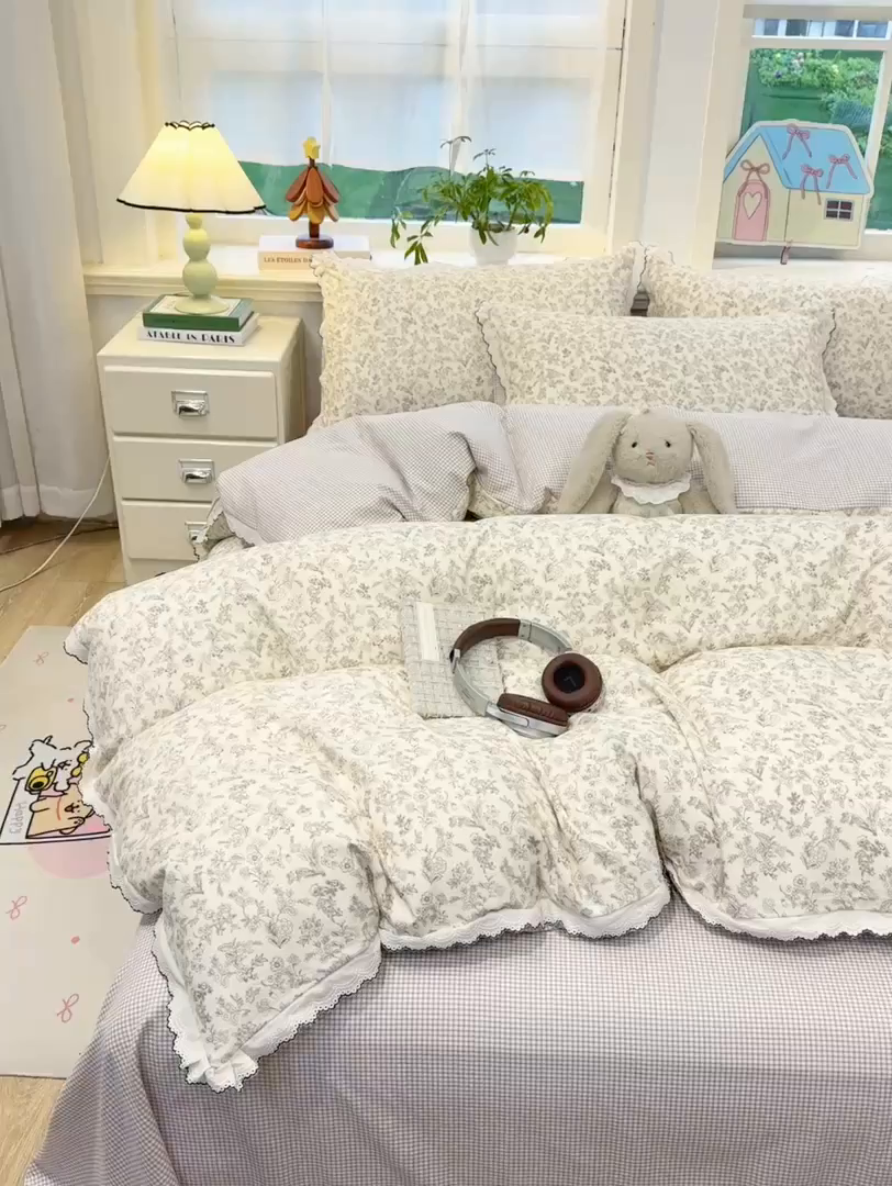 91家纺网 家纺一手货源 找家纺 漫仙阁家纺 2026新款云感泡芙棉四件套 简韵