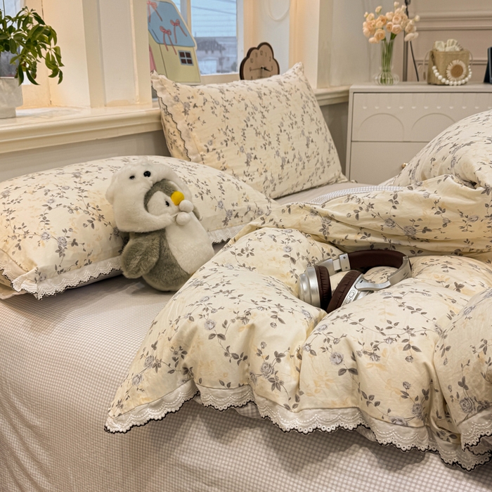 91家纺网 家纺一手货源 找家纺 漫仙阁家纺 2026新款云感泡芙棉四件套 槿上花开