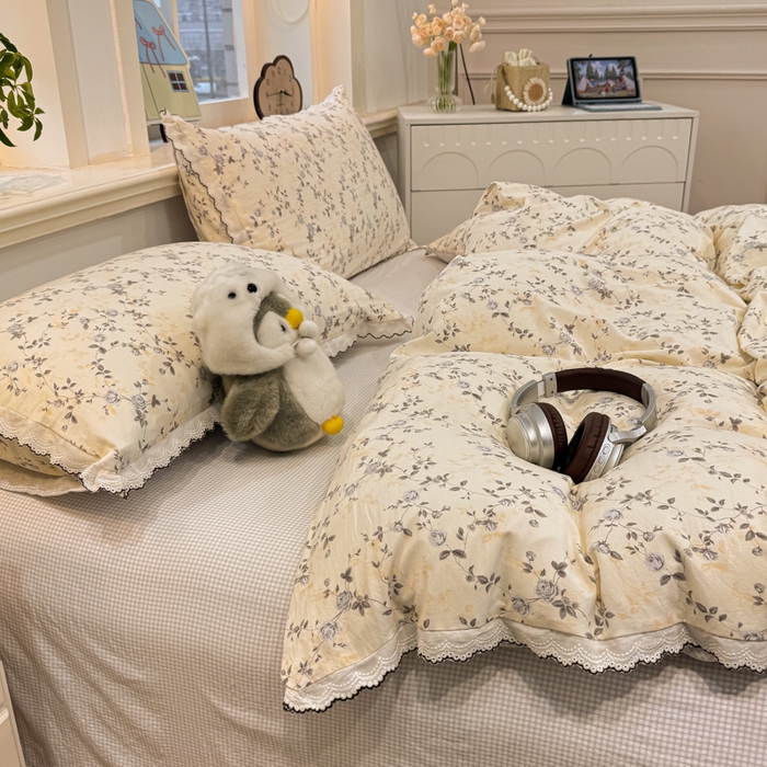 91家纺网 家纺一手货源 找家纺 漫仙阁家纺 2026新款云感泡芙棉四件套 槿上花开