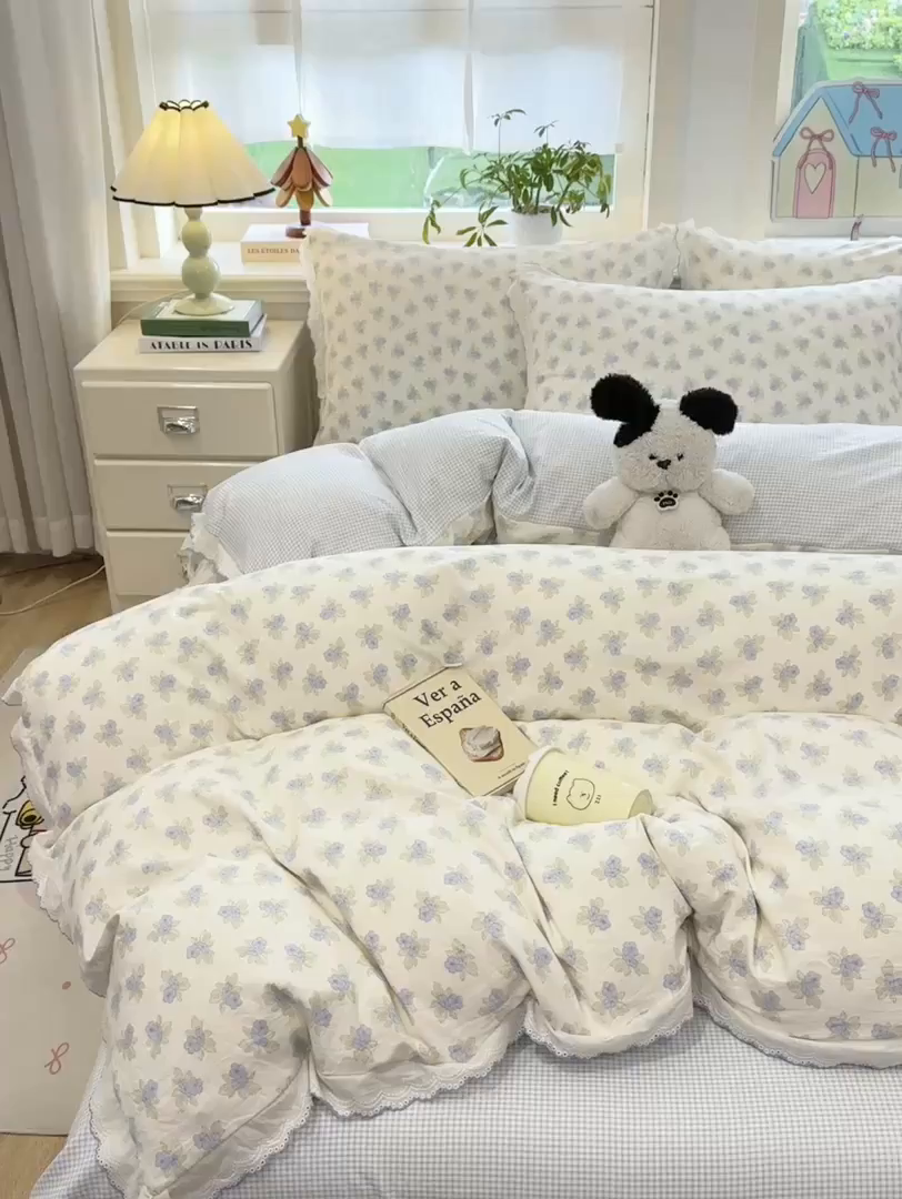 91家纺网 家纺一手货源 找家纺 漫仙阁家纺 2026新款云感泡芙棉四件套 兰黛