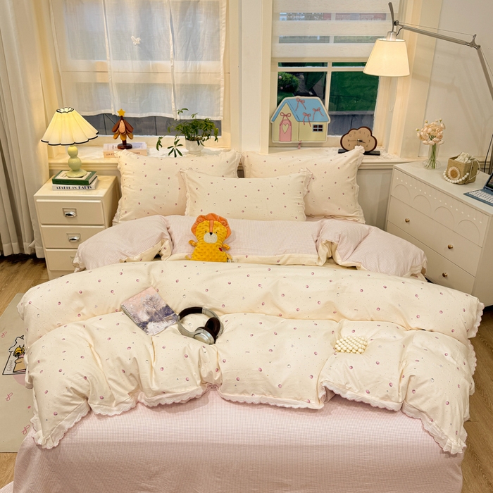 91家纺网 家纺一手货源 找家纺 漫仙阁家纺 2026新款云感泡芙棉四件套 莓朵