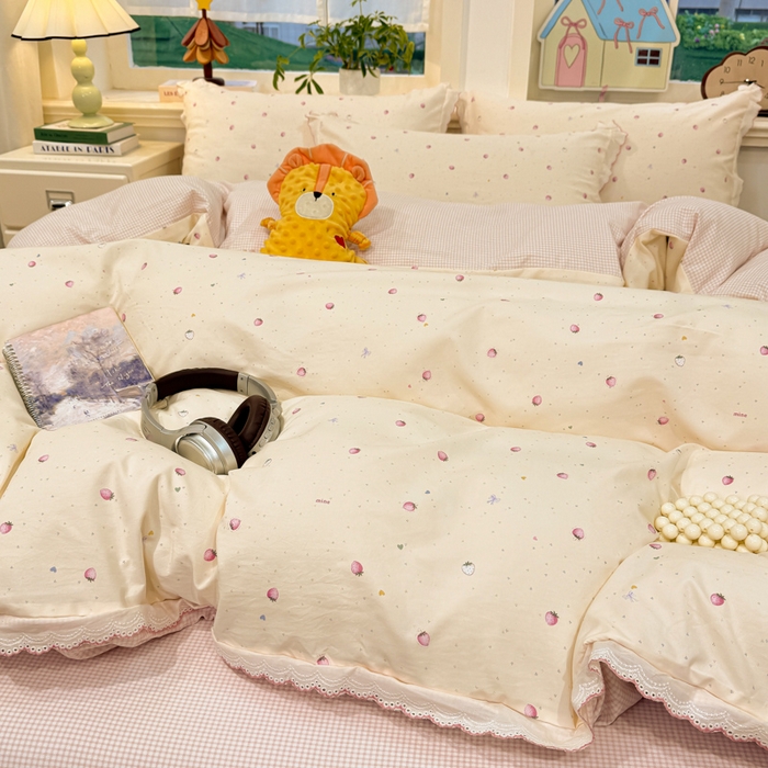 91家纺网 家纺一手货源 找家纺 漫仙阁家纺 2026新款云感泡芙棉四件套 莓朵