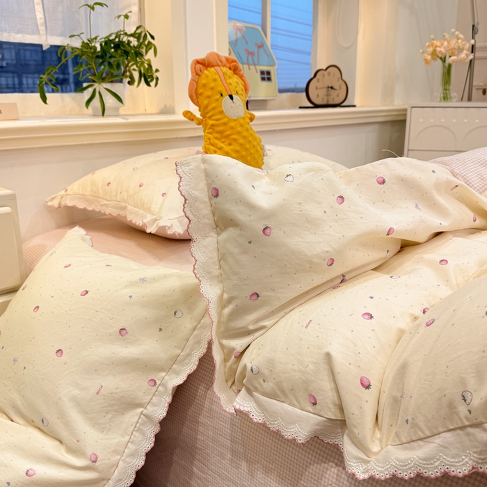 91家纺网 家纺一手货源 找家纺 漫仙阁家纺 2026新款云感泡芙棉四件套 莓朵