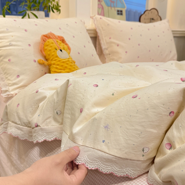 91家纺网 家纺一手货源 找家纺 漫仙阁家纺 2026新款云感泡芙棉四件套 莓朵