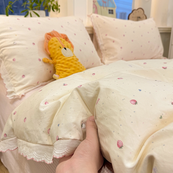 91家纺网 家纺一手货源 找家纺 漫仙阁家纺 2026新款云感泡芙棉四件套 莓朵