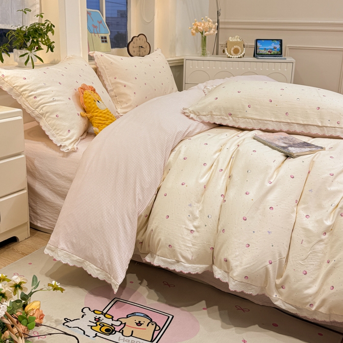 91家纺网 家纺一手货源 找家纺 漫仙阁家纺 2026新款云感泡芙棉四件套 莓朵