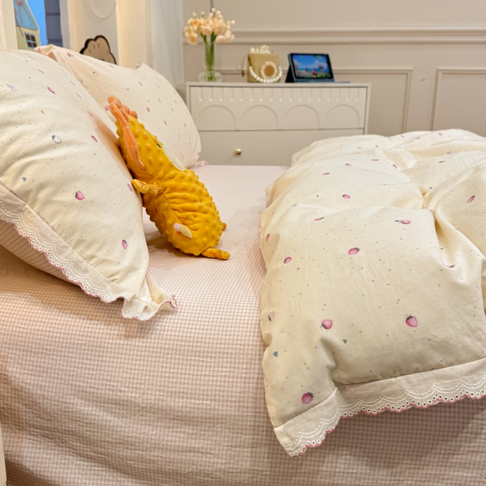 91家纺网 家纺一手货源 找家纺 漫仙阁家纺 2026新款云感泡芙棉四件套 莓朵