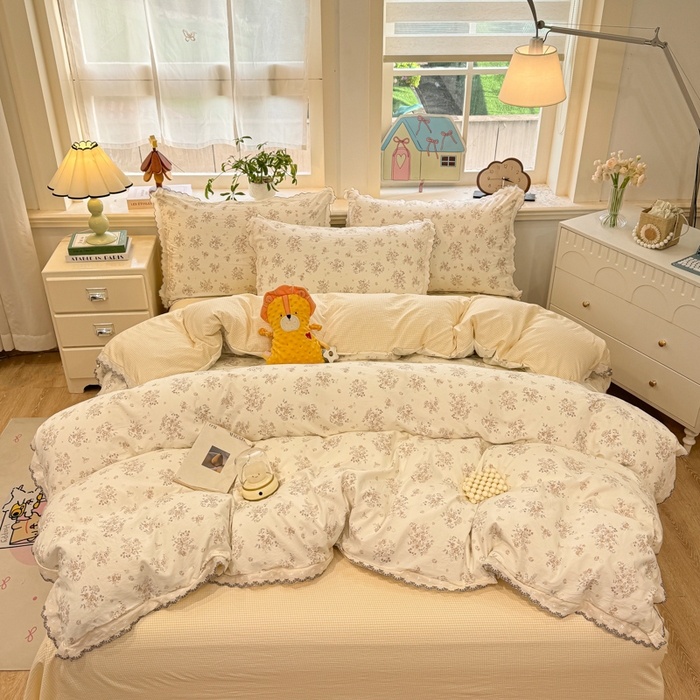 91家纺网 家纺一手货源 找家纺 漫仙阁家纺 2026新款云感泡芙棉四件套 甜桔