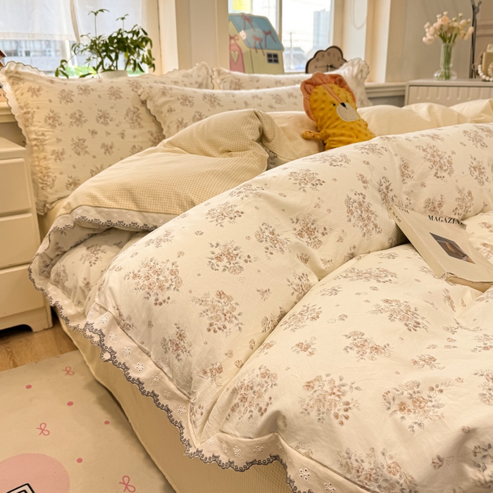 91家纺网 家纺一手货源 找家纺 漫仙阁家纺 2026新款云感泡芙棉四件套 甜桔