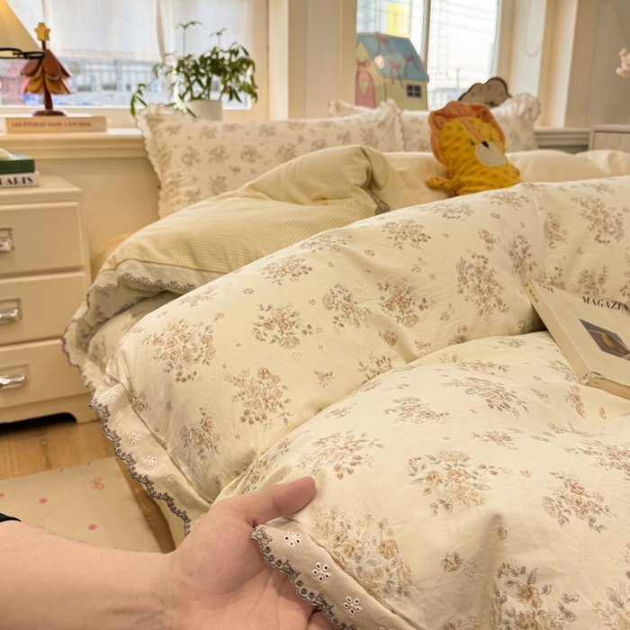 91家纺网 家纺一手货源 找家纺 漫仙阁家纺 2026新款云感泡芙棉四件套 甜桔