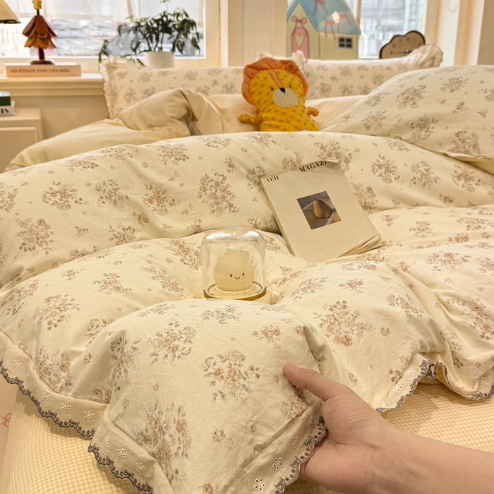 91家纺网 家纺一手货源 找家纺 漫仙阁家纺 2026新款云感泡芙棉四件套 甜桔