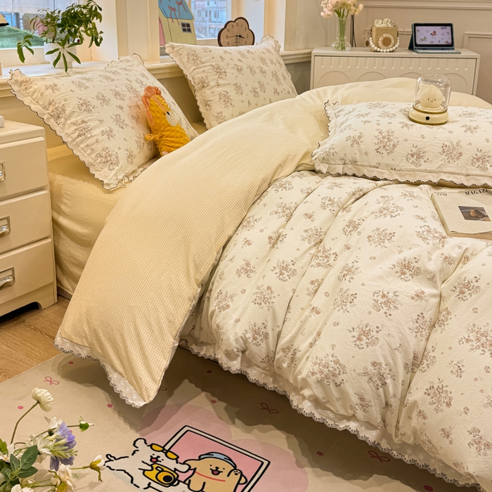 91家纺网 家纺一手货源 找家纺 漫仙阁家纺 2026新款云感泡芙棉四件套 甜桔