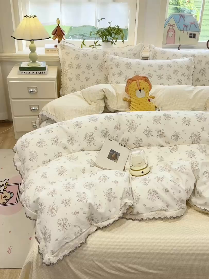 91家纺网 家纺一手货源 找家纺 漫仙阁家纺 2026新款云感泡芙棉四件套 甜桔