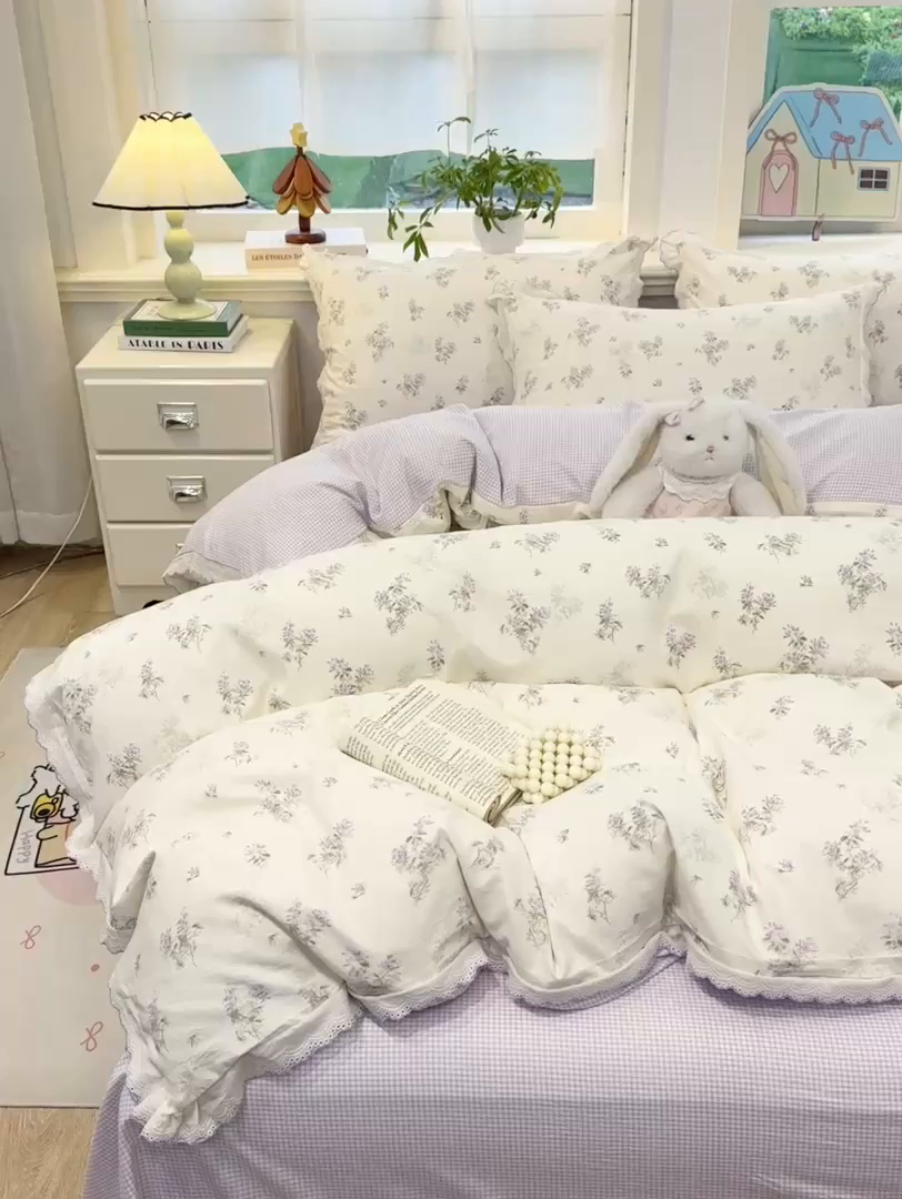 91家纺网 家纺一手货源 找家纺 漫仙阁家纺 2026新款云感泡芙棉四件套 唯美