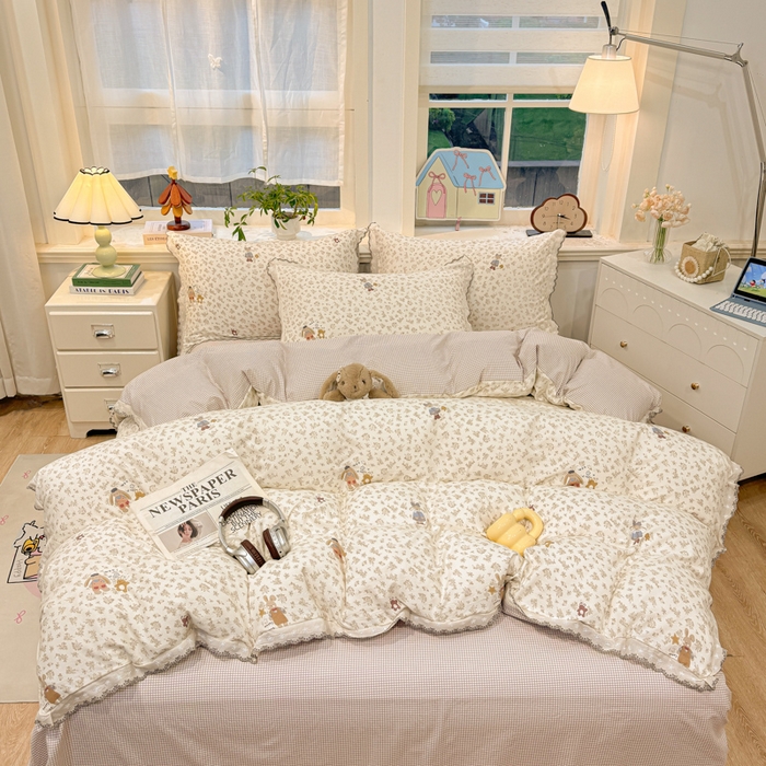 91家纺网 家纺一手货源 找家纺 漫仙阁家纺 2026新款云感泡芙棉四件套 午后时光