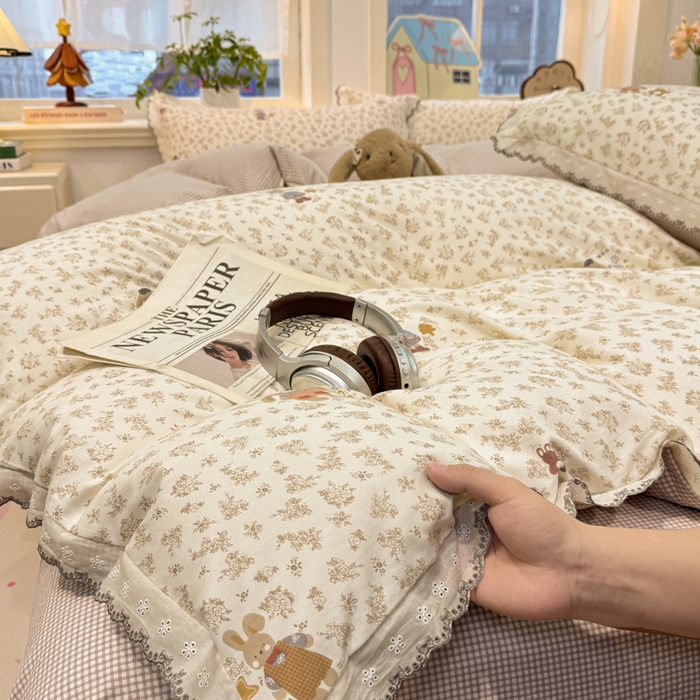 91家纺网 家纺一手货源 找家纺 漫仙阁家纺 2026新款云感泡芙棉四件套 午后时光