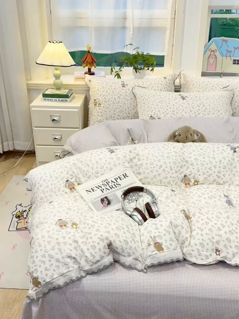 91家纺网 家纺一手货源 找家纺 漫仙阁家纺 2026新款云感泡芙棉四件套 午后时光