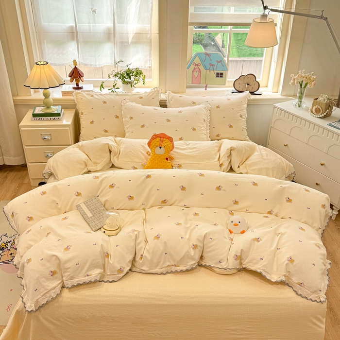 91家纺网 家纺一手货源 找家纺 漫仙阁家纺 2026新款云感泡芙棉四件套 小河马