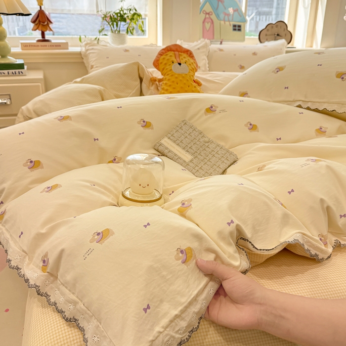 91家纺网 家纺一手货源 找家纺 漫仙阁家纺 2026新款云感泡芙棉四件套 小河马