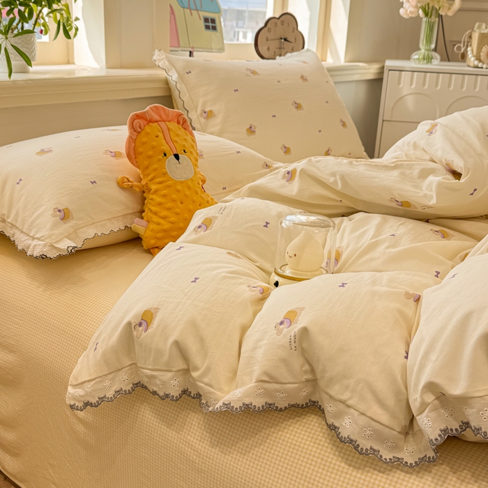 91家纺网 家纺一手货源 找家纺 漫仙阁家纺 2026新款云感泡芙棉四件套 小河马