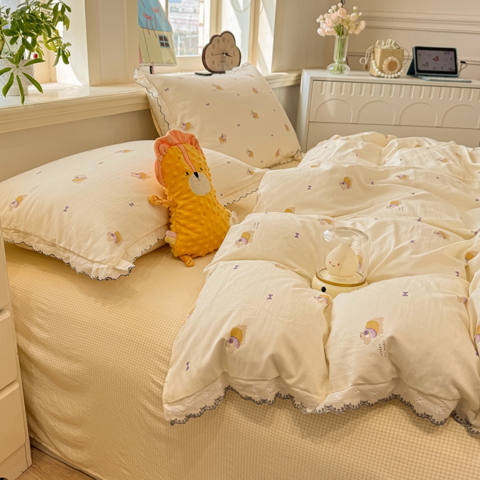 91家纺网 家纺一手货源 找家纺 漫仙阁家纺 2026新款云感泡芙棉四件套 小河马